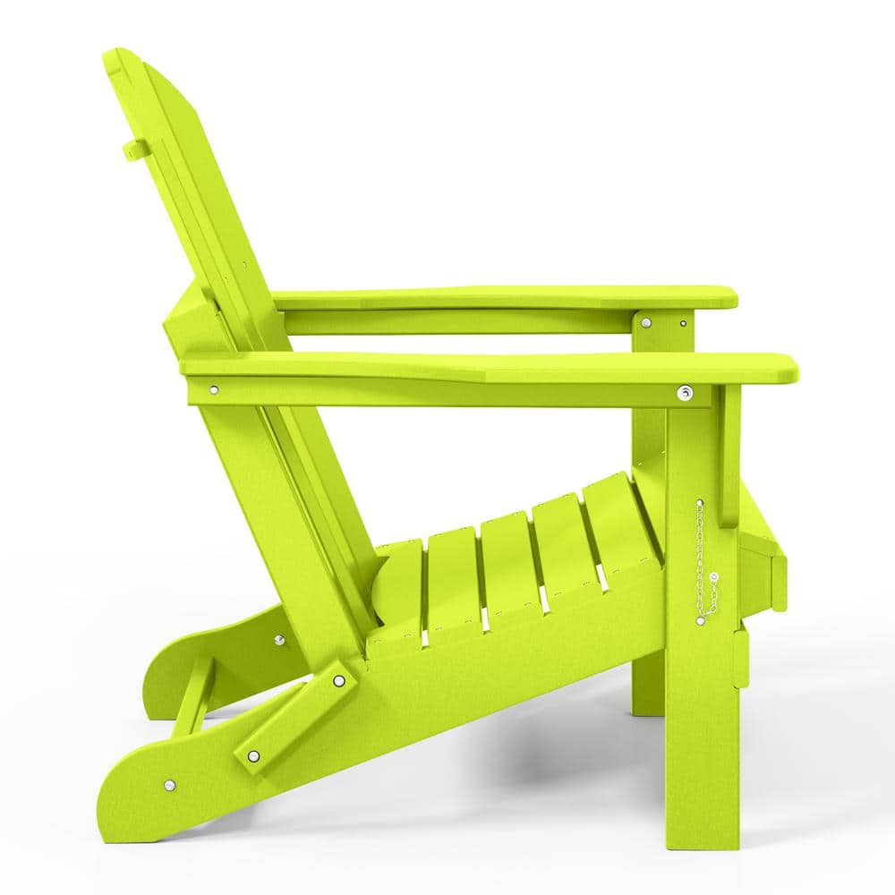 Lime Green Poly Folding Outdoor Adirondack Chairs, Set of 2