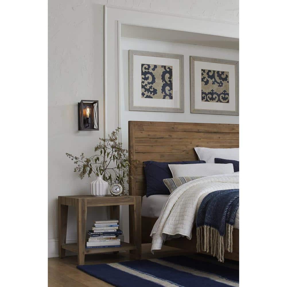 Antique Bronze and Oak Farmhouse Wall Sconce