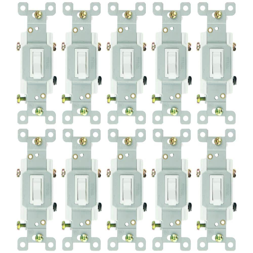 15 Amp Toggle Grounded 3-Way Light Switch White (10-Pack) price history on PriceWatchPro