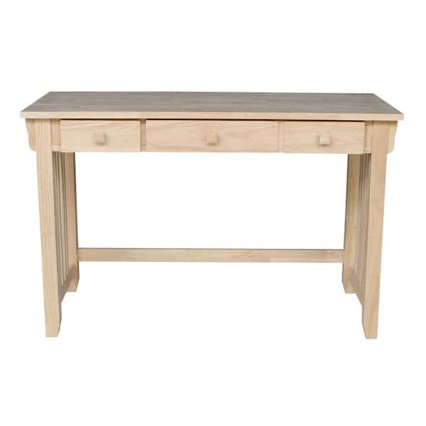 International Concepts 48 in. Solid Wood Rectangular Unfinished 2 Drawer Writing Desk
