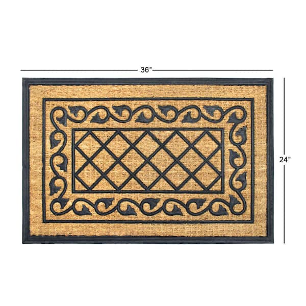 Honeysuckle Natural 24 in. x 36 in. Rubber and Coir Non-Slip Outdoor Door Mat