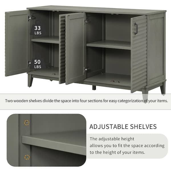 60 in. W x 18 in. D x 36 in. H MDF Ready to Assemble Floor Kitchen Cabinet in White with 4 Doors