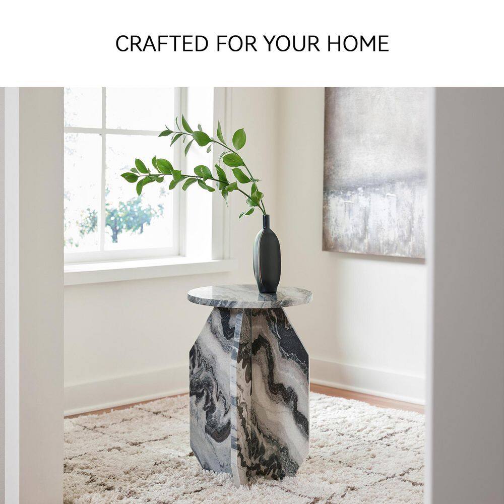 Wrenlane 15 in. Black Round Marble End Table - thumbnail 6