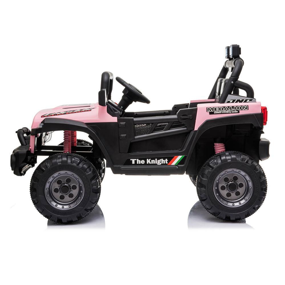 Pink 12V Kids Ride-On Truck with Remote Control and LED Lights