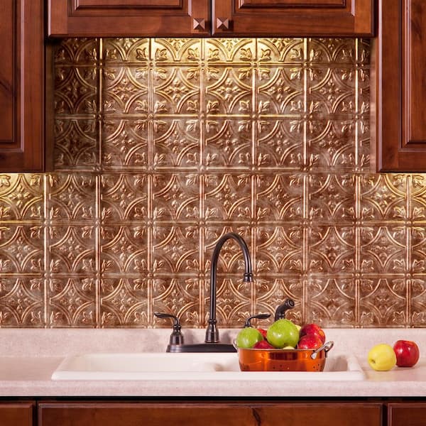 18 in. x 24 in. Traditional #1 Bermuda Bronze Vinyl Backsplash Panel (Pack of 5)