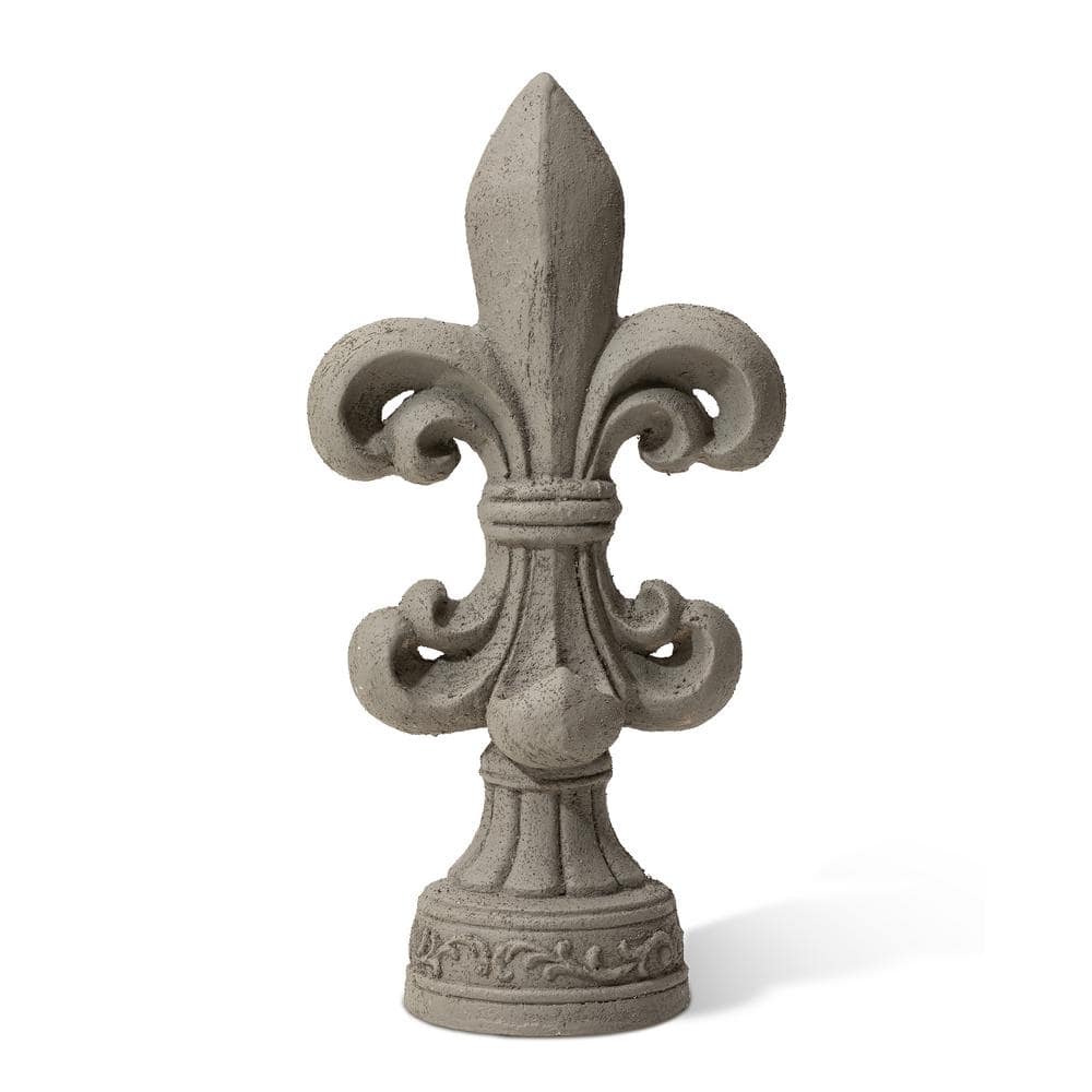 Glitzhome 21.25 in. H MGO Standing Fleur De Lis Garden Statue ...
