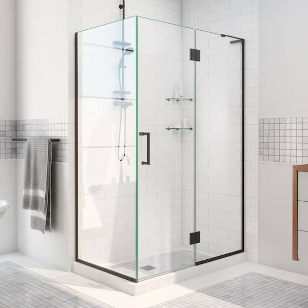 DreamLine Unidoor-X 48-3/8 in. W x 34 in. D x 72 in. H Frameless Hinged Shower Enclosure in Matte Black