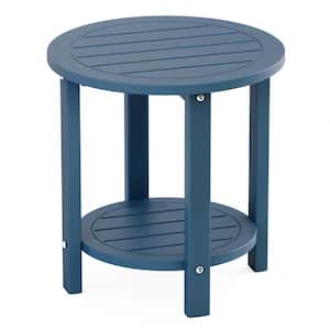 16.9 in. H Navy Round Double Layer Plastic Adirondack Outdoor Side Table