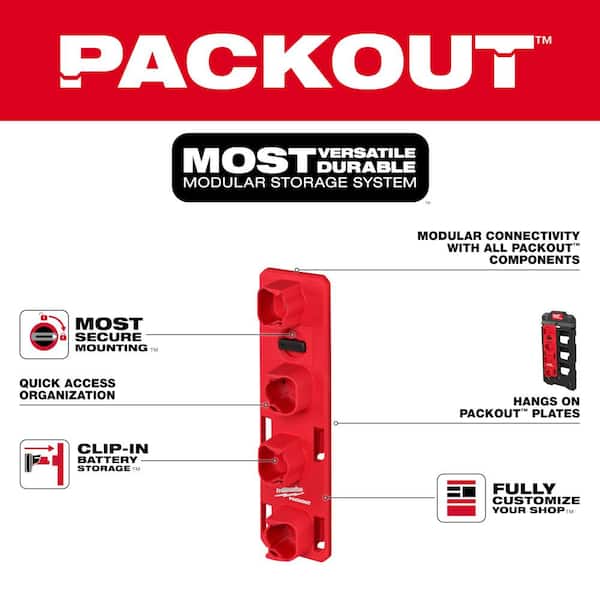 Milwaukee - M12 12V Lithium-Ion XC Extended Capacity 4.0 Ah Battery 2-Pack w/PACKOUT Compact Wall Plate & M12 Battery Rack
