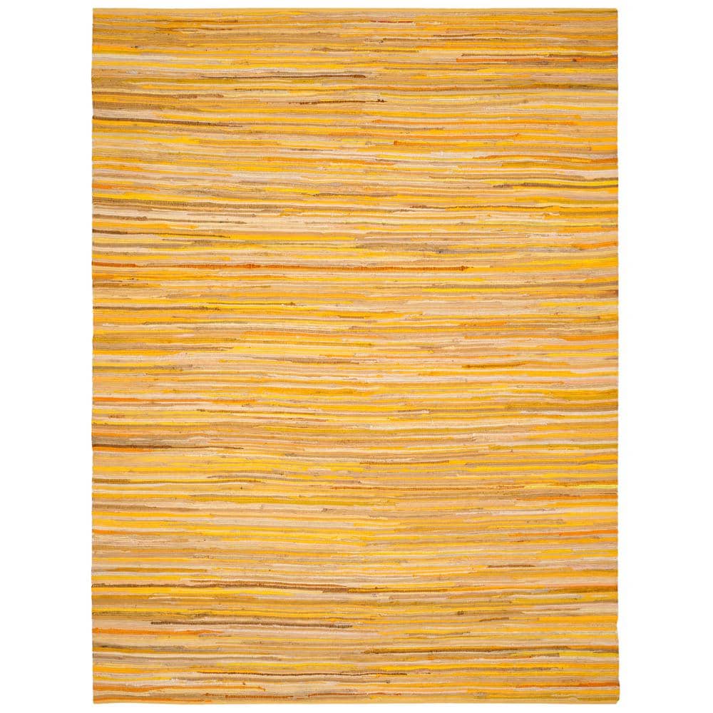 Handwoven Yellow and Multicolor Cotton Striped Area Rug 5' x 8'
