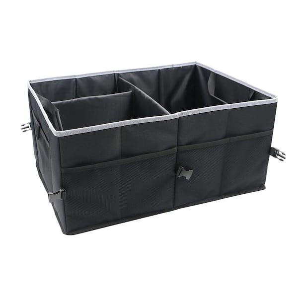 1x Car Trunk Organizer Box with Lid PU Leather Auto Storage Bag Collapsible