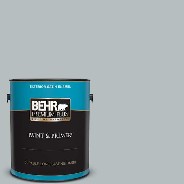 BEHR PREMIUM PLUS 1 gal. #720E-3 Rocky Mountain Sky Satin Enamel Exterior Paint & Primer