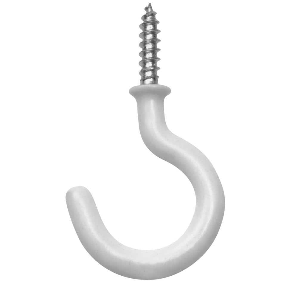 OOK 7/8 in. 20 lb. White Vinyl-Coated Steel Cup Hooks (4-Pack) 50352 - The  Home Depot