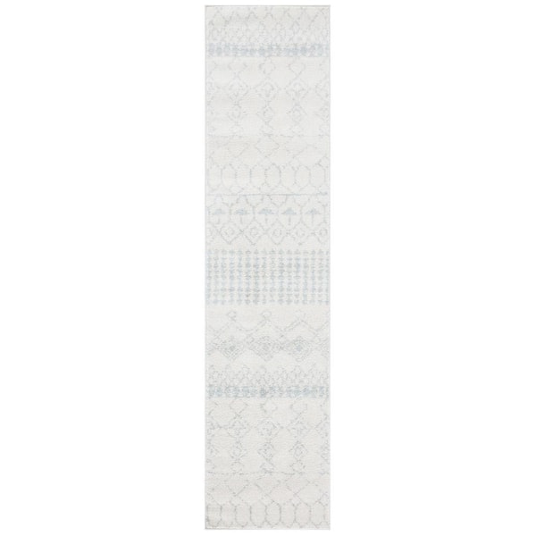 Tulum 2 ft. x 5 ft. Ivory/Light Gray Diamond Tribal Runner Rug