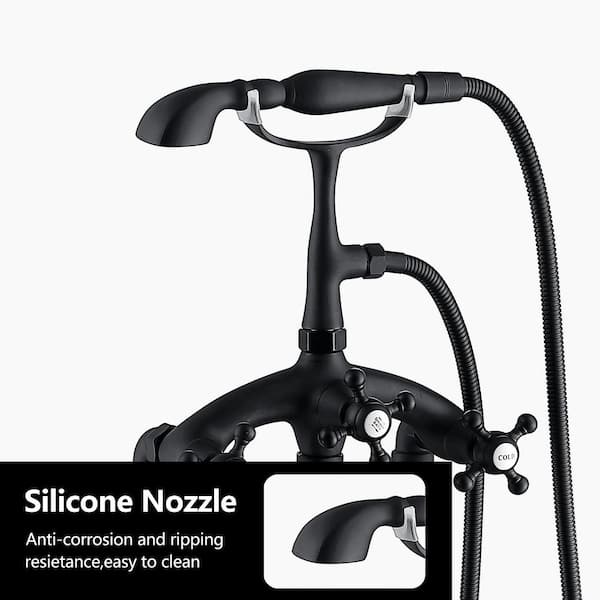 39-3/4 in. 2-Handle Freestanding Tub Faucet with Hand Held Shower Head in Matte Black