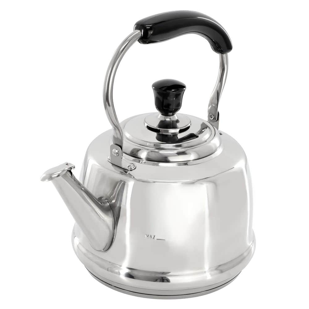 MARTHA STEWART Kingstree 7.6-Cup Stainless Steel Whistling Tea Kettle in Silver 985122634M - The Home Depot