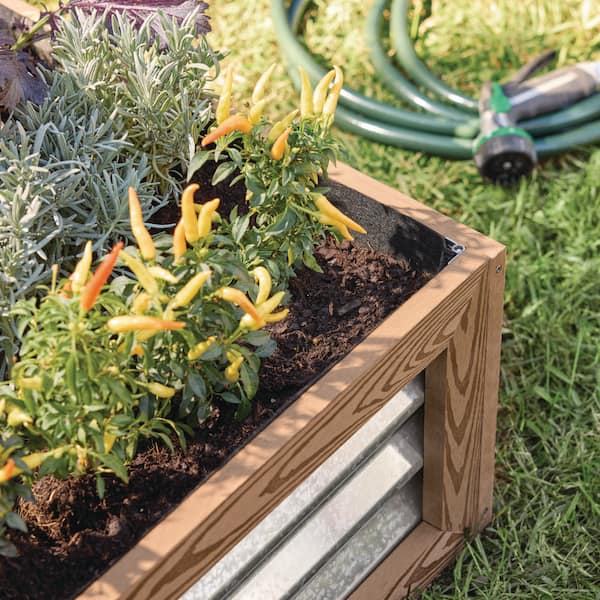 Vigoro Tan Wood Composite Frame Square Raised Garden Bed with