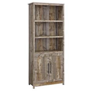 Granite Trace 29.291 in. Wide Rustic Cedar 5-Shelf Standard Bookcase with Doors