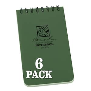 Weatherproof 3 in. x 5 in. Top Spiral Notebook, Green Cover (6-Pack)