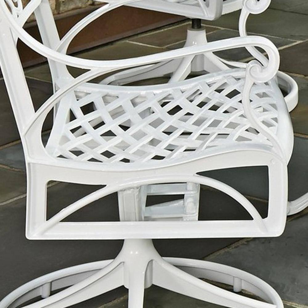 Sanibel White Aluminum 7 Piece Outdoor Dining Set with Green Cushions