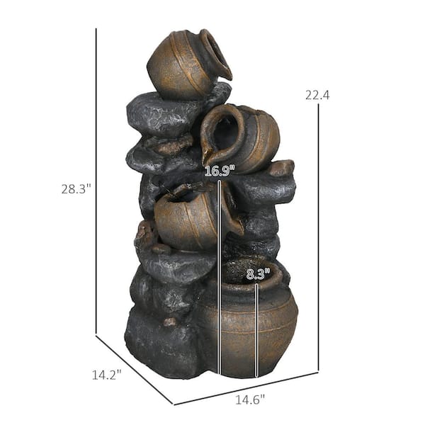 Outsunny 4-Tier Floor Standing Resin Cascading Jars and Stacked