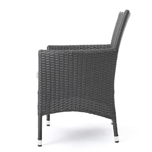 Moralis Grey 6-Piece Sandblast Aluminum and Faux Rattan Outdoor Dining Set with Grey Cushions
