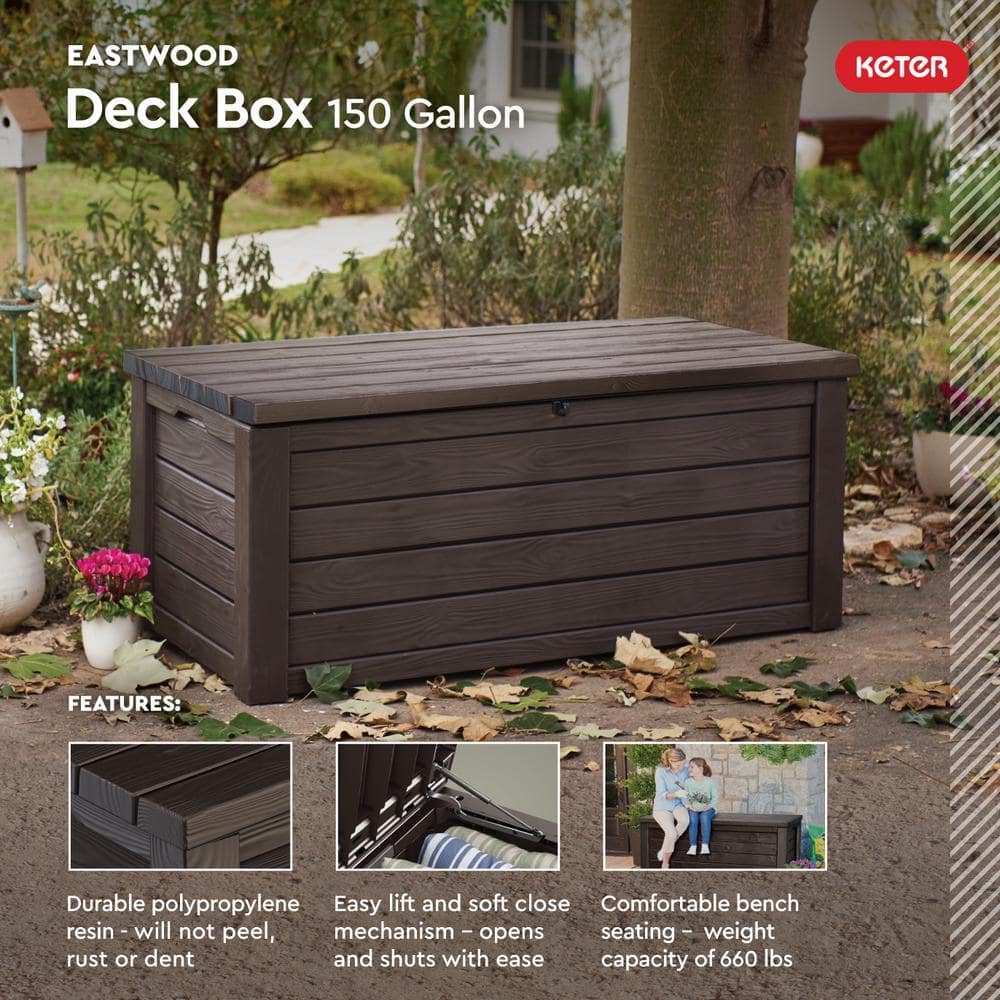 Eastwood Brown 150 Gallon Lockable Resin Deck Box