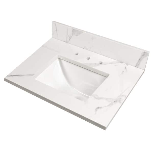 Calanova 37 in. W x 22 in. D Engineered Marble Vanity Top with White Rectangle Single Sink