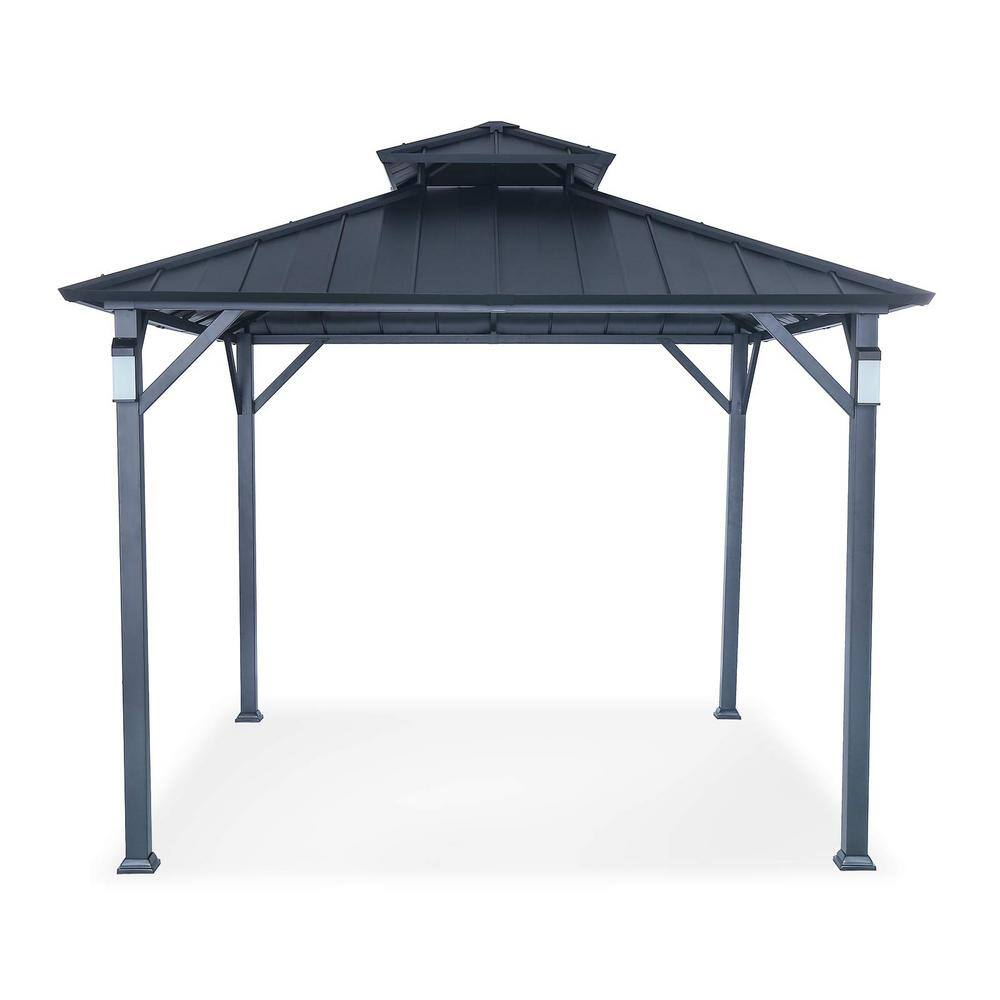 Outdoor Leisure 10 ft. x 10 ft. Dark Brown Hard Top Gazebo with LED Lightin