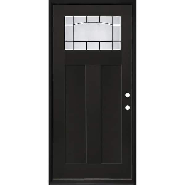 Regency 36 in. x 80 in. 1/4 TopL Empire Deco Glass LHIS Onyx Fiberglass Prehung Front Door with 6-9/16 Jamb
