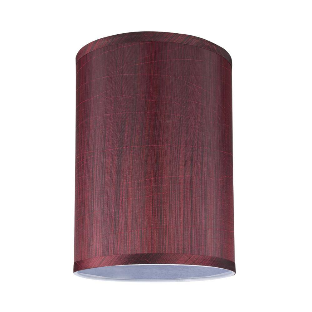 Dark Red Synthetic Fabric Drum Lamp Shade, 8" x 11"