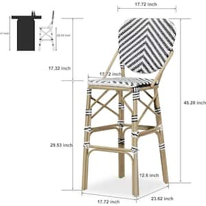 Modern Aluminum PE Rattan Bar Height Outdoor Bar Stool with Back for Pool Garden Kitchen Island (2-Pack)