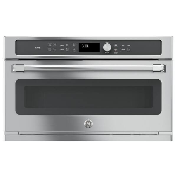 Cafe 30 in. 1.7 cu. ft. Single Electric Convection Wall Oven with Built-In Microwave in Stainless Steel