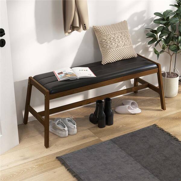 Wooden Bench Indoor Settee Bench With Back Giantex Wood Dining
