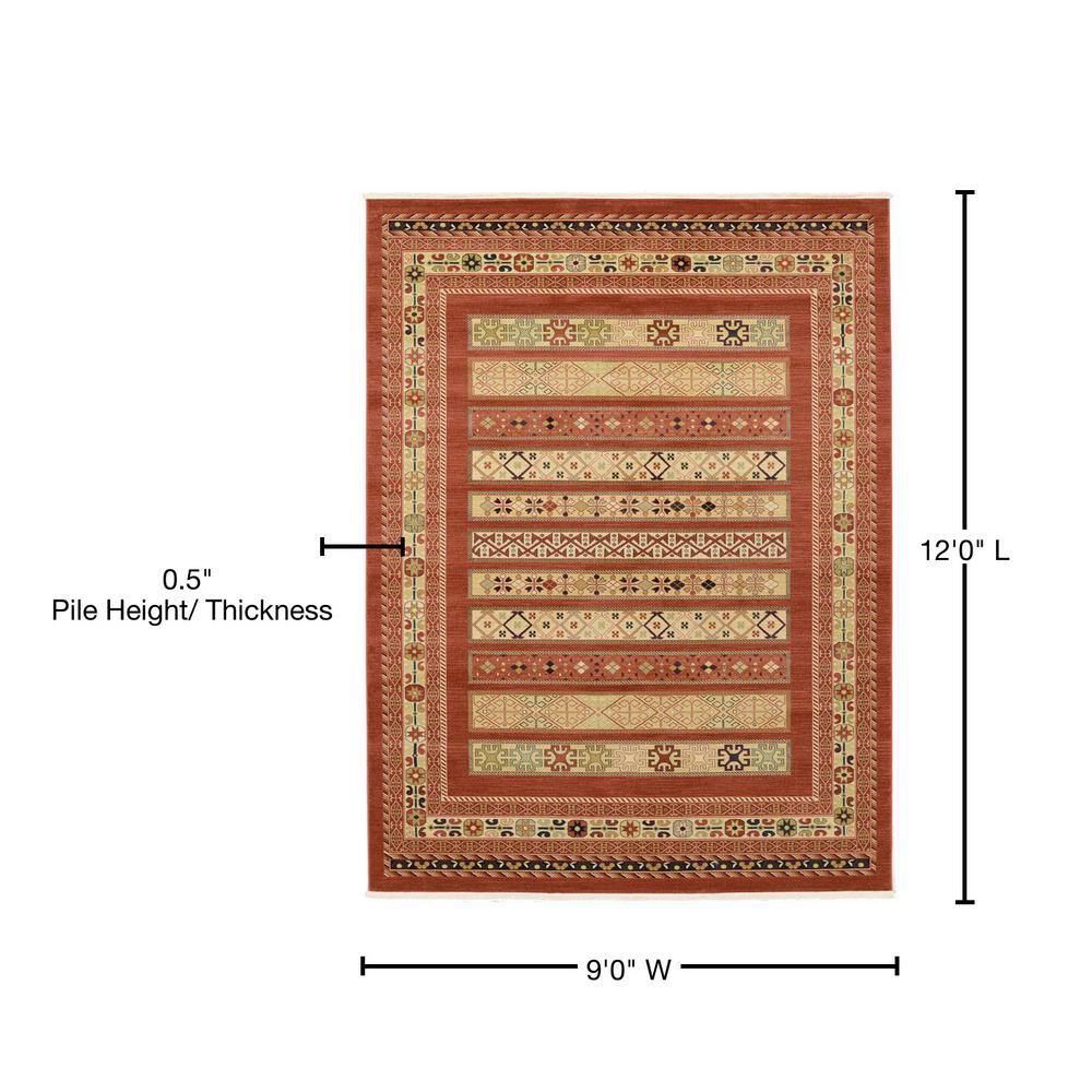 Rust Red Rectangular Synthetic 9' x 12' Area Rug