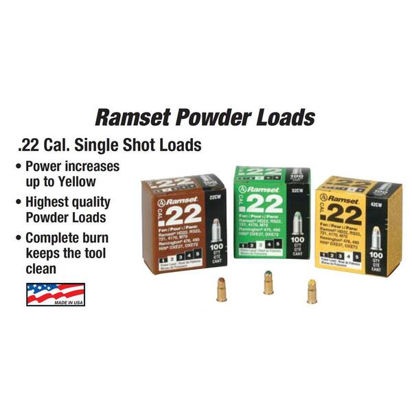 P22AC3  USA SIMPSON Green .22Cal 200 Powder Loads 2 bxes of 100 