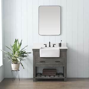 Wesley 36 in. W x 22 in. D Bath Vanity in Weathered Gray with Engineered Stone Top in Ariston White with White Sink