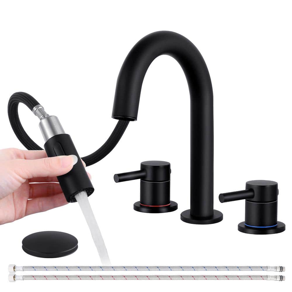 8 in. Widespread Bathroom Faucet 3-Hole with Pull Out Sprayer, Bathroom Sin