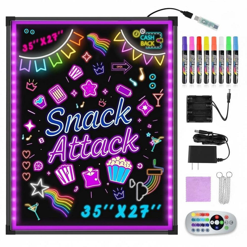 1-Pack LED Writing Board 35 x 27-in. Illuminated Erasable Menu