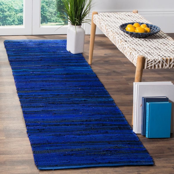 Rag Rug Blue/Multi 2 ft. x 7 ft. Striped Gradient Runner Rug