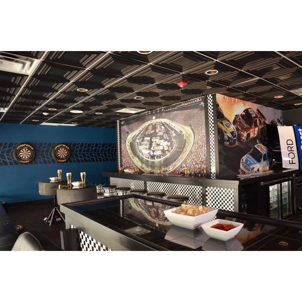 Schoolhouse Black 2x2 PVC Faux Tin Ceiling Tiles Set