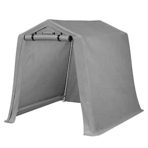 6 ft. W x 6 ft. D x 7 ft. H Steel Frame Polyethylene Gray Carports Portable Garage/Shed