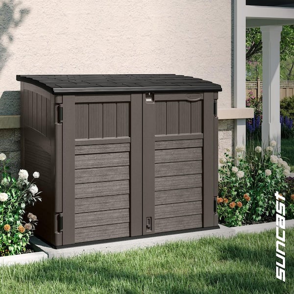 4 ft. 5 in. W x 2 ft. 8.5 in. D x 3 ft. 9.5 in. H Plastic Resin Horizontal Storage Cabinet Shed in Stoney (Gray)