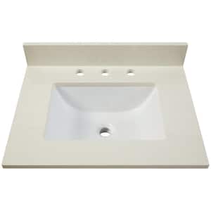 25 in. W x 22 in. D Engineered Quartz Single Basin Vanity Top in Ice Storm with White Trough Basin