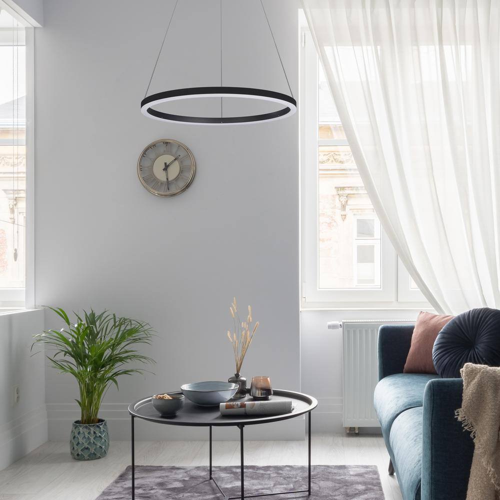 Tania 24" Black Aluminum LED Ring Chandelier