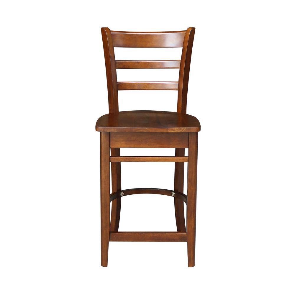Espresso Solid Wood Counter Height Dining Set with 2 Stools