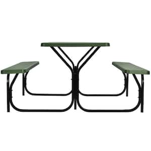 54 in. W x 59 in. D x 28.5 in. H Metal Outdoor Bench Set Picnic Table