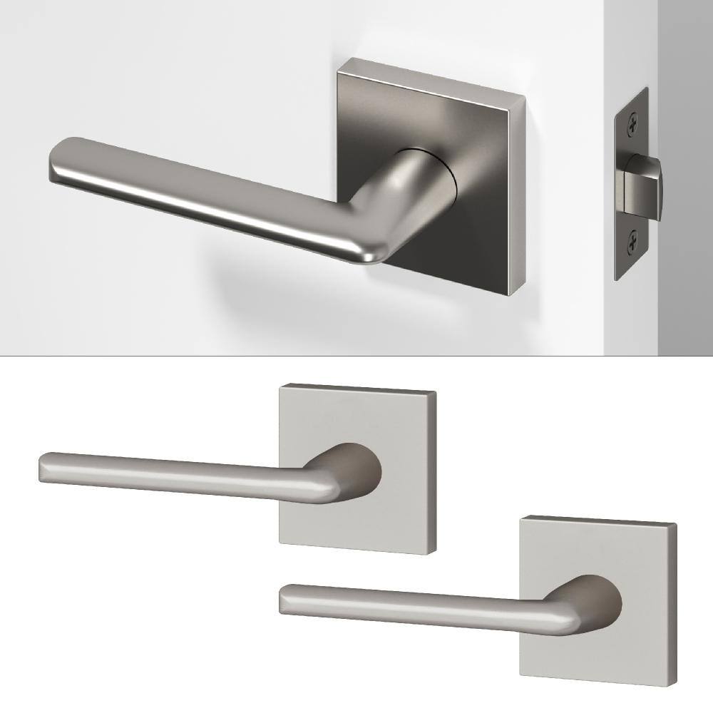 Mirra Metal Brushed Nickel Passage Hall/Closet Round Door Handle with Square Rosette 2-Pack price history on PriceWatchPro