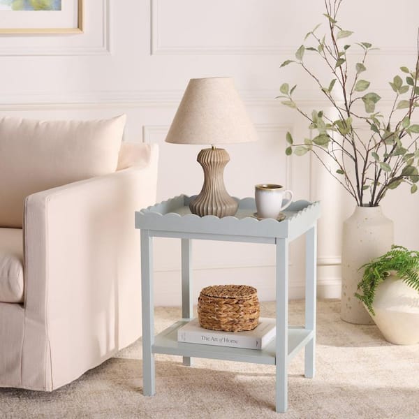 Safavieh Starlyn 19.7 in. Winter Sky Rectangle Wood End Table