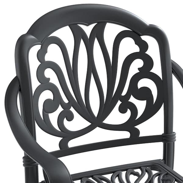 Black Cast Aluminum Outdoor Dining Chairs, Patio Lounge Chairs